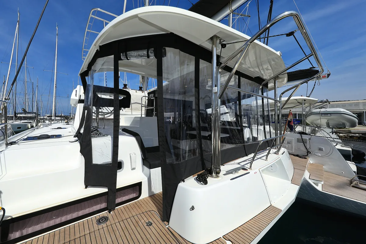 Salon of Family Time, a Lagoon 42 catamaran at Sukošan, Croatia