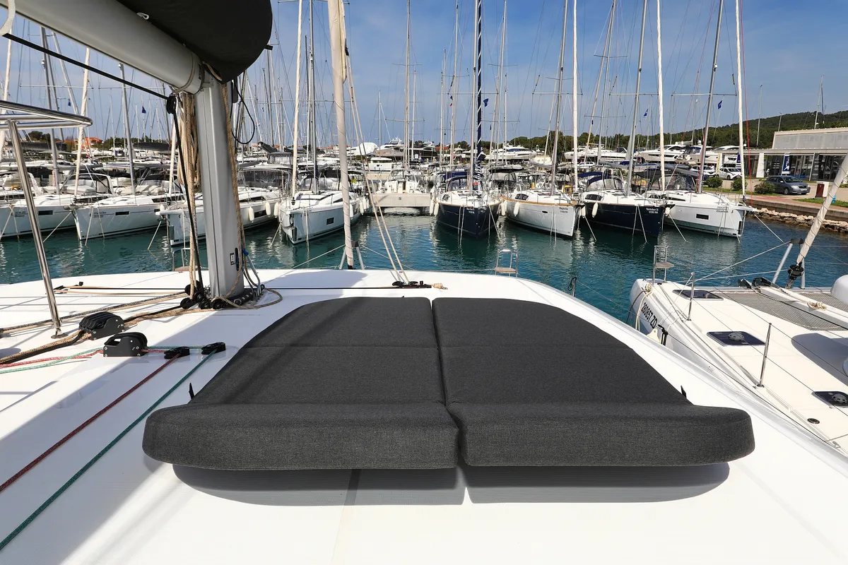 Deck of Family Time, a Lagoon 42 catamaran at Sukošan, Croatia