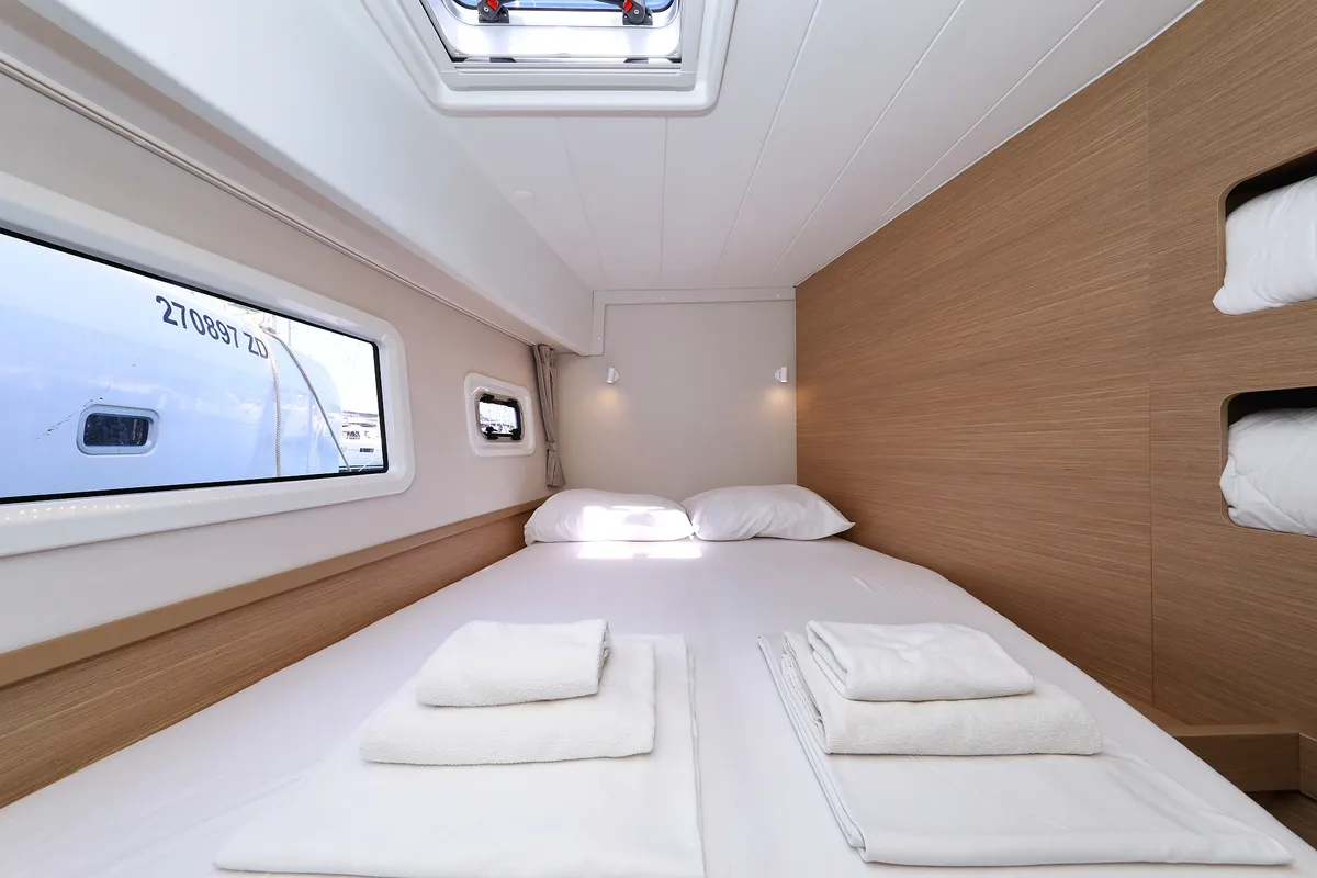Cabin on Family Time, a Lagoon 42 catamaran at Sukošan, Croatia