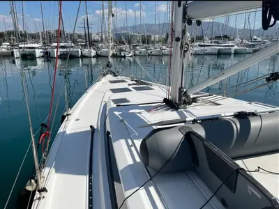 Deck of Bavaria C45, a sailboat at Athens, Greece