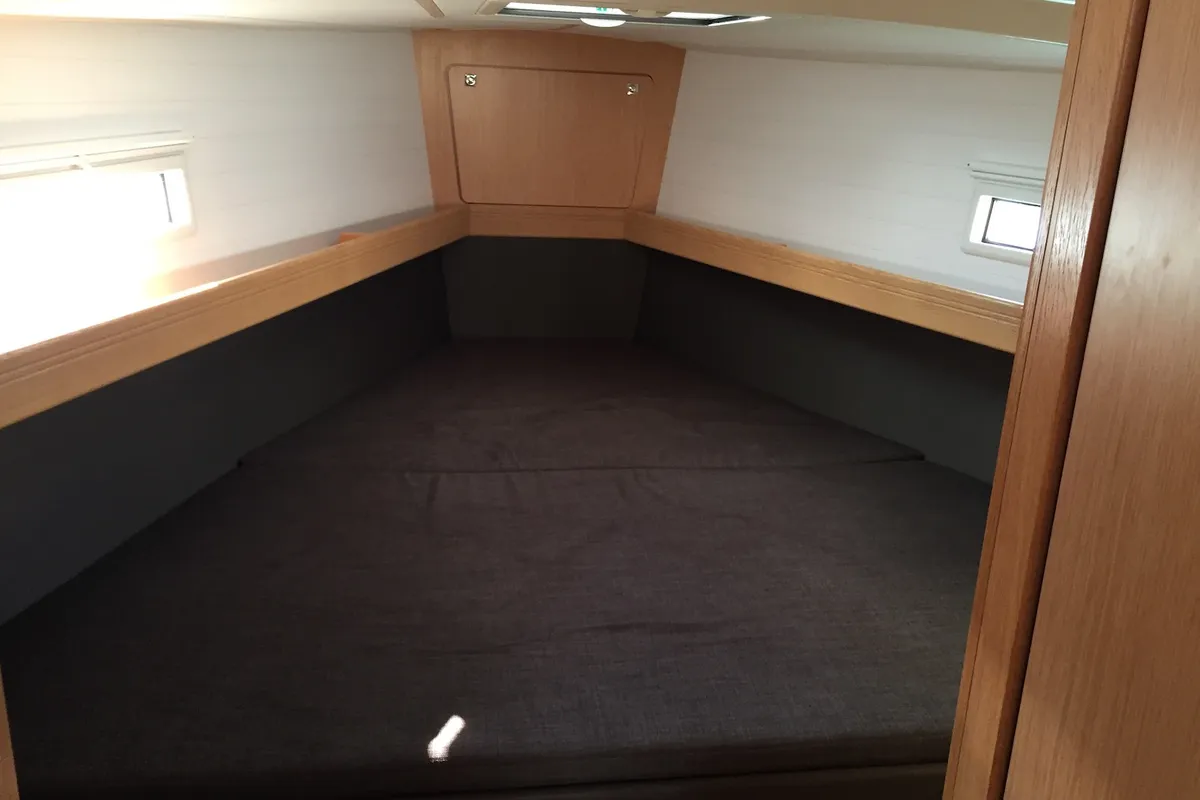 Cabin on Alioth, a Bavaria Cruiser 41 sailboat at Olbia, Italy