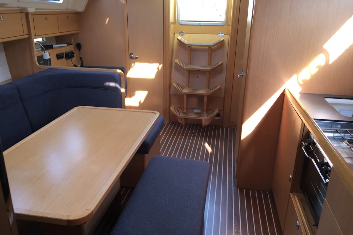 Salon of Alioth, a Bavaria Cruiser 41 sailboat at Olbia, Italy
