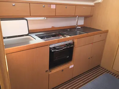 Galley of Alioth, a Bavaria Cruiser 41 sailboat at Olbia, Italy