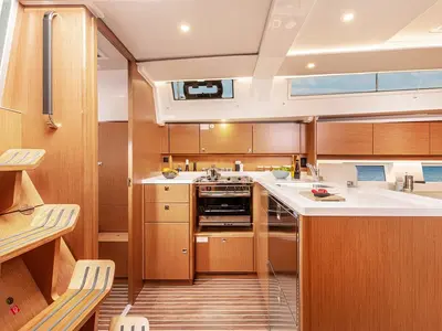Galley of Brunello, a Bavaria C45 sailboat at Seget Donji, Croatia