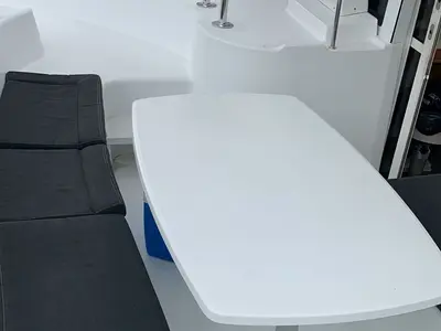 Deck of Felicite, a Lagoon 380 catamaran at Roche Caiman, Seychelles