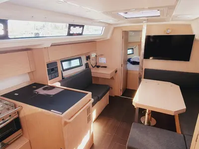 Salon of Infinity, a Bavaria C38 sailboat at Grad Pula, Croatia