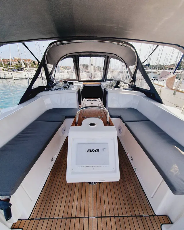 Cockpit of Infinity, a Bavaria C38 sailboat at Grad Pula, Croatia