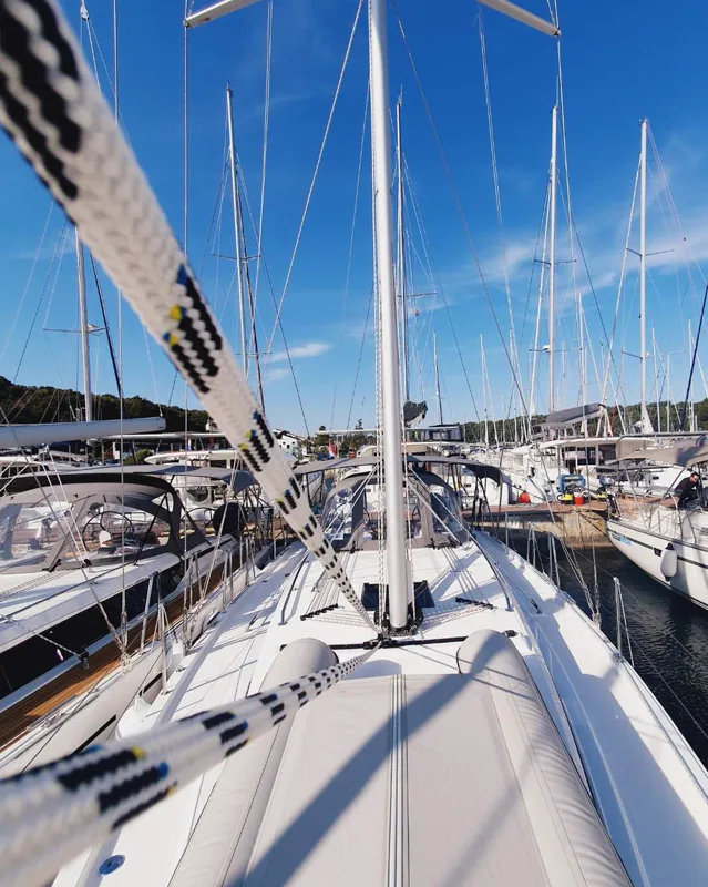 Deck of Infinity, a Bavaria C38 sailboat at Grad Pula, Croatia