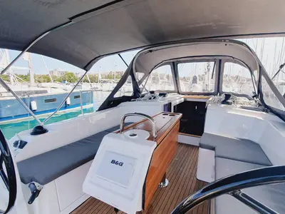 Cockpit of Infinity, a Bavaria C38 sailboat at Grad Pula, Croatia