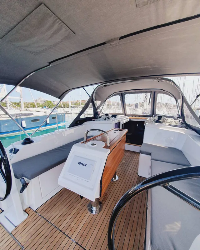 Cockpit of Infinity, a Bavaria C38 sailboat at Grad Pula, Croatia