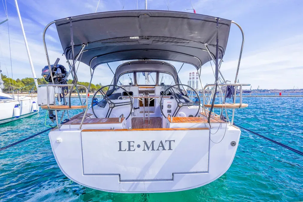 Exterior view of Le Mat, a Elan Impression 40.1 sailboat at Grad Pula, Croatia