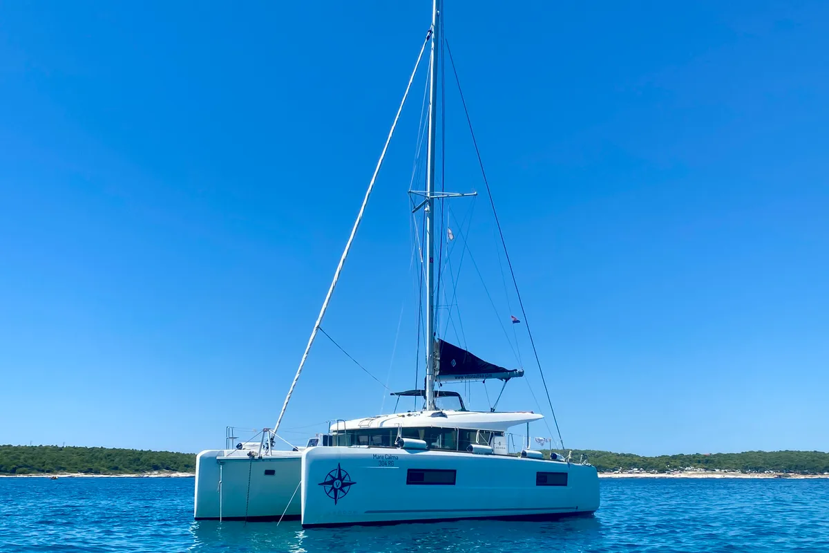 Exterior view of Mare Calma, a Lagoon 40 catamaran at Grad Pula, Croatia
