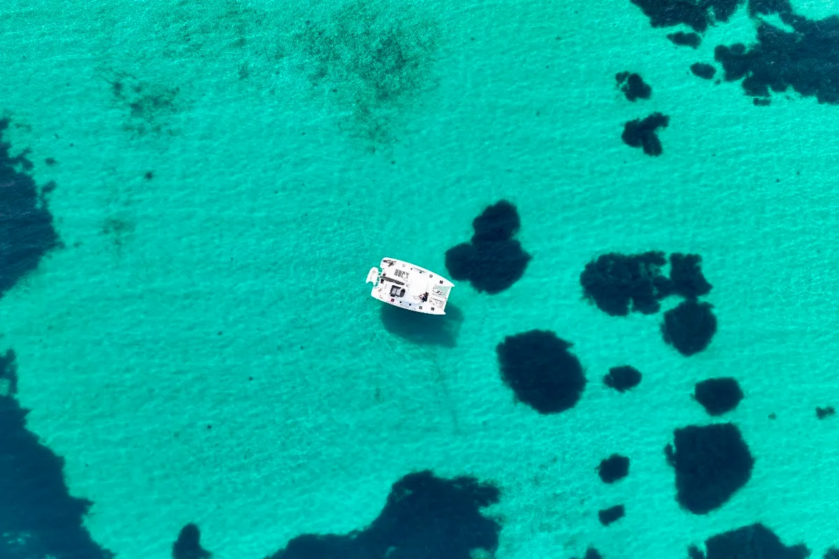 Exterior view of Mare Calma, a Lagoon 40 catamaran at Grad Pula, Croatia