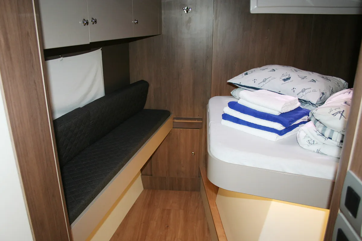 Cabin on Ghost, a Bali Catspace catamaran at Dubrovnik, Croatia