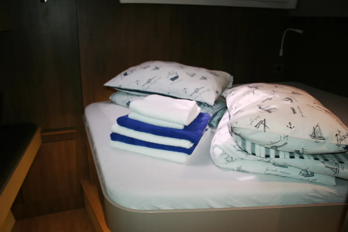 Cabin on Ghost, a Bali Catspace catamaran at Dubrovnik, Croatia