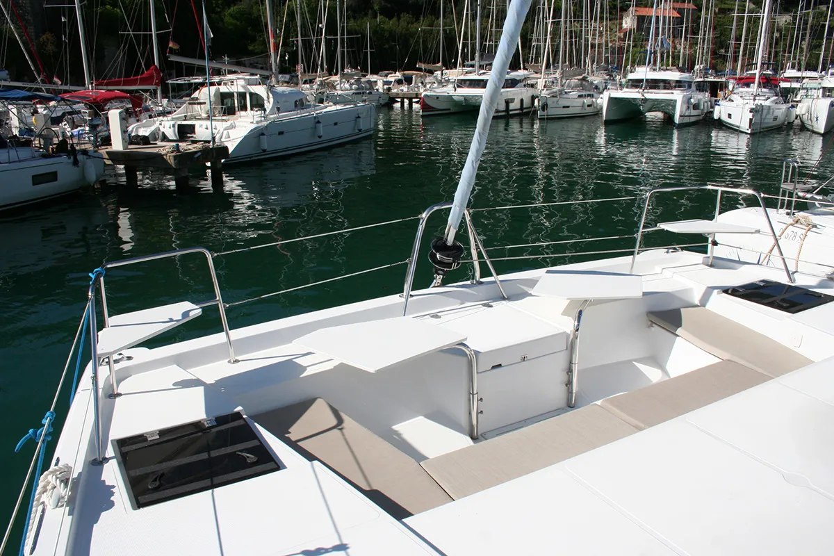 Deck of Ghost, a Bali Catspace catamaran at Dubrovnik, Croatia