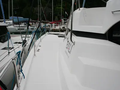 Deck of Ghost, a Bali Catspace catamaran at Dubrovnik, Croatia