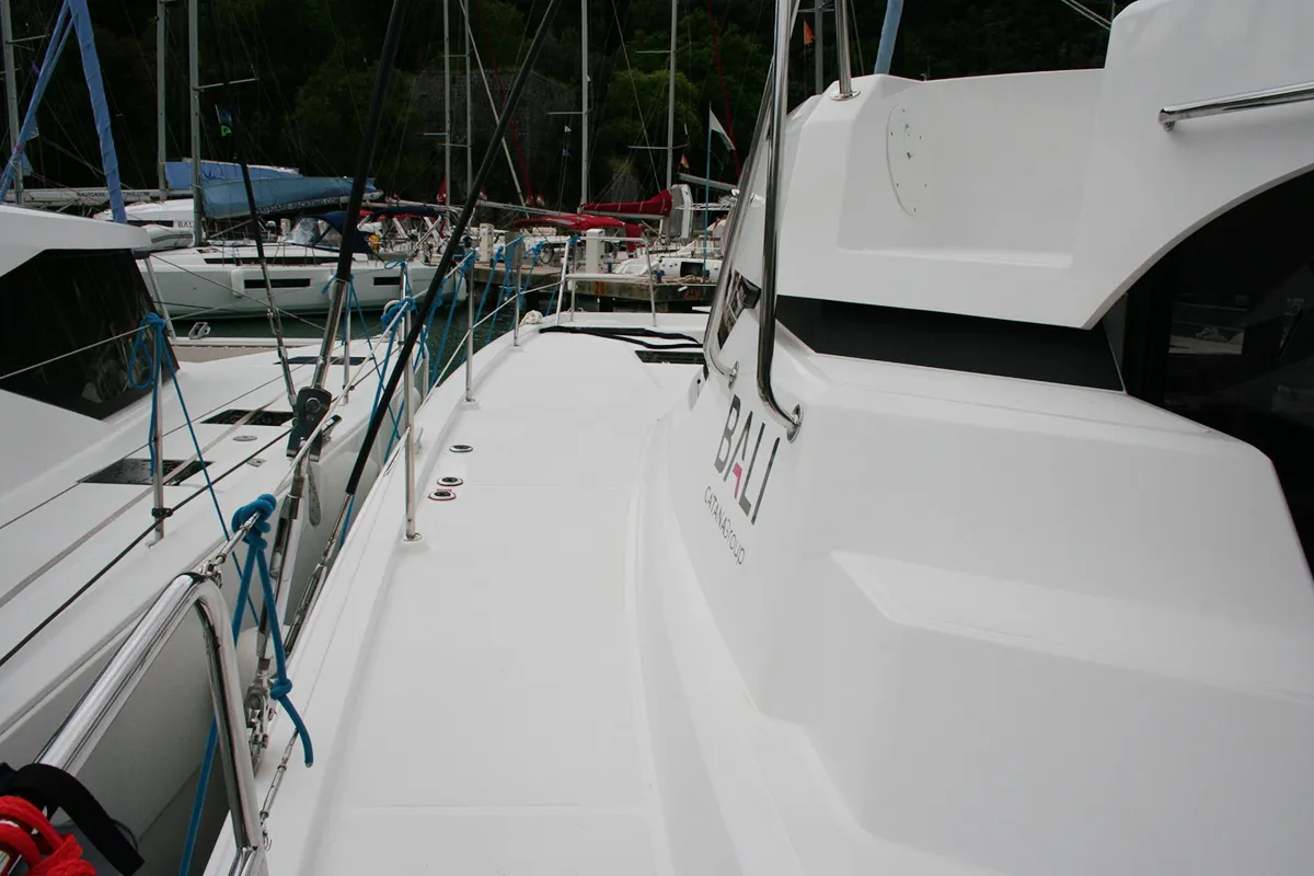 Deck of Ghost, a Bali Catspace catamaran at Dubrovnik, Croatia