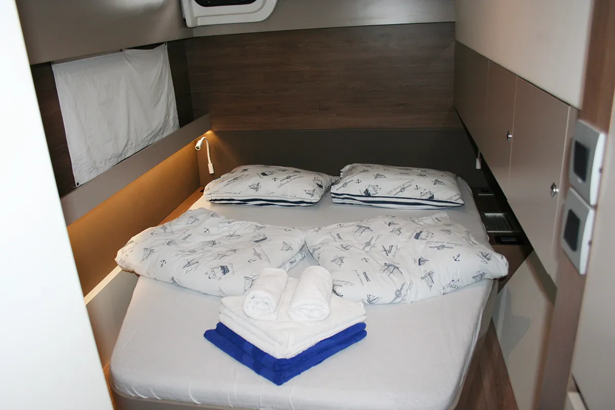 Cabin on Ghost, a Bali Catspace catamaran at Dubrovnik, Croatia