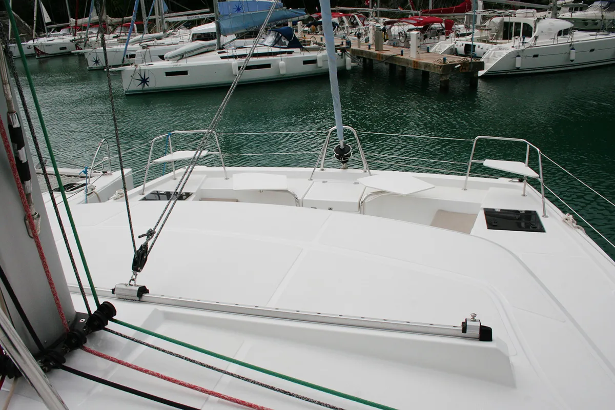 Deck of Ghost, a Bali Catspace catamaran at Dubrovnik, Croatia