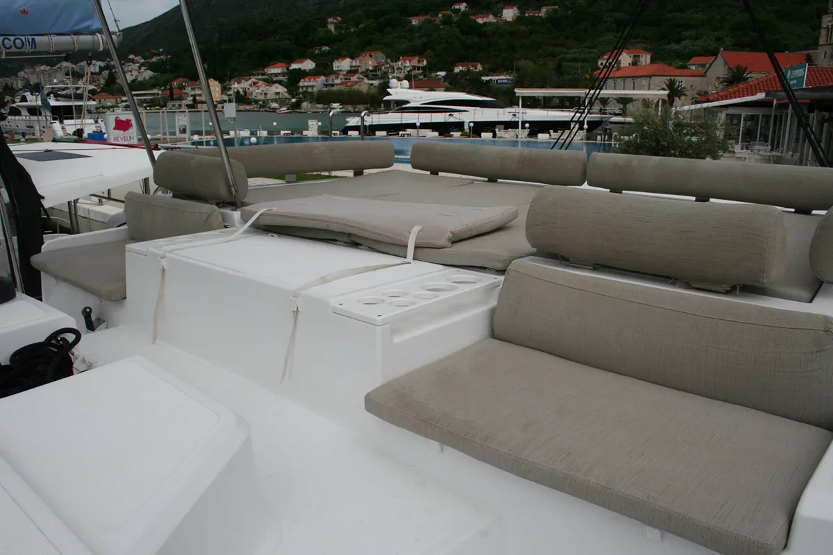 Deck of Ghost, a Bali Catspace catamaran at Dubrovnik, Croatia
