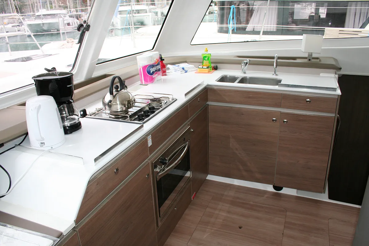 Galley of Ghost, a Bali Catspace catamaran at Dubrovnik, Croatia