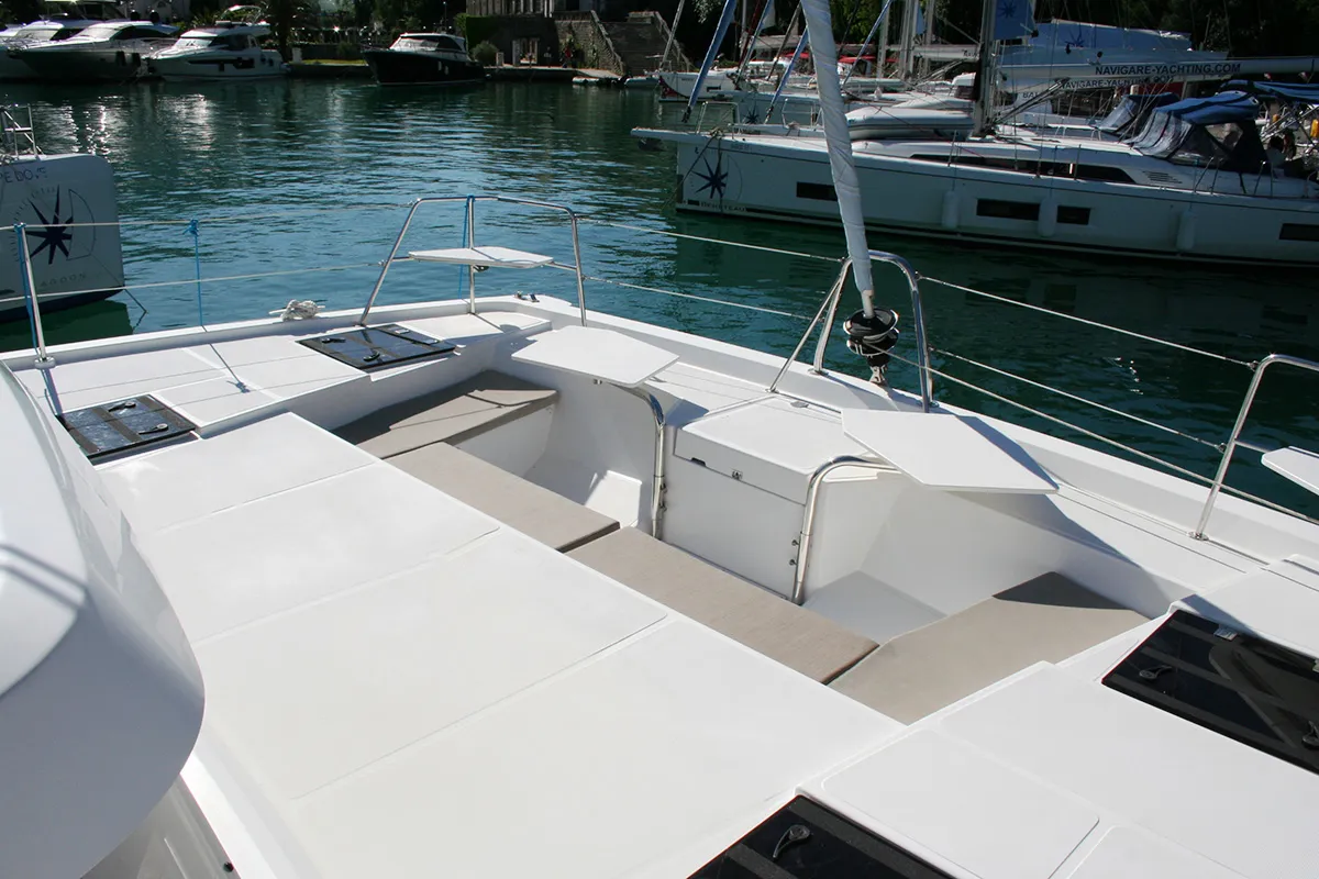 Deck of Ghost, a Bali Catspace catamaran at Dubrovnik, Croatia