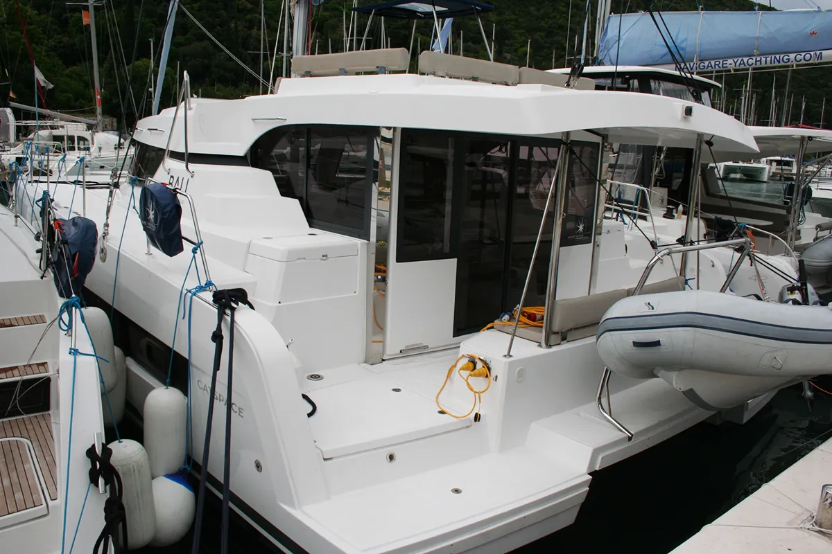 Exterior view of Ghost, a Bali Catspace catamaran at Dubrovnik, Croatia