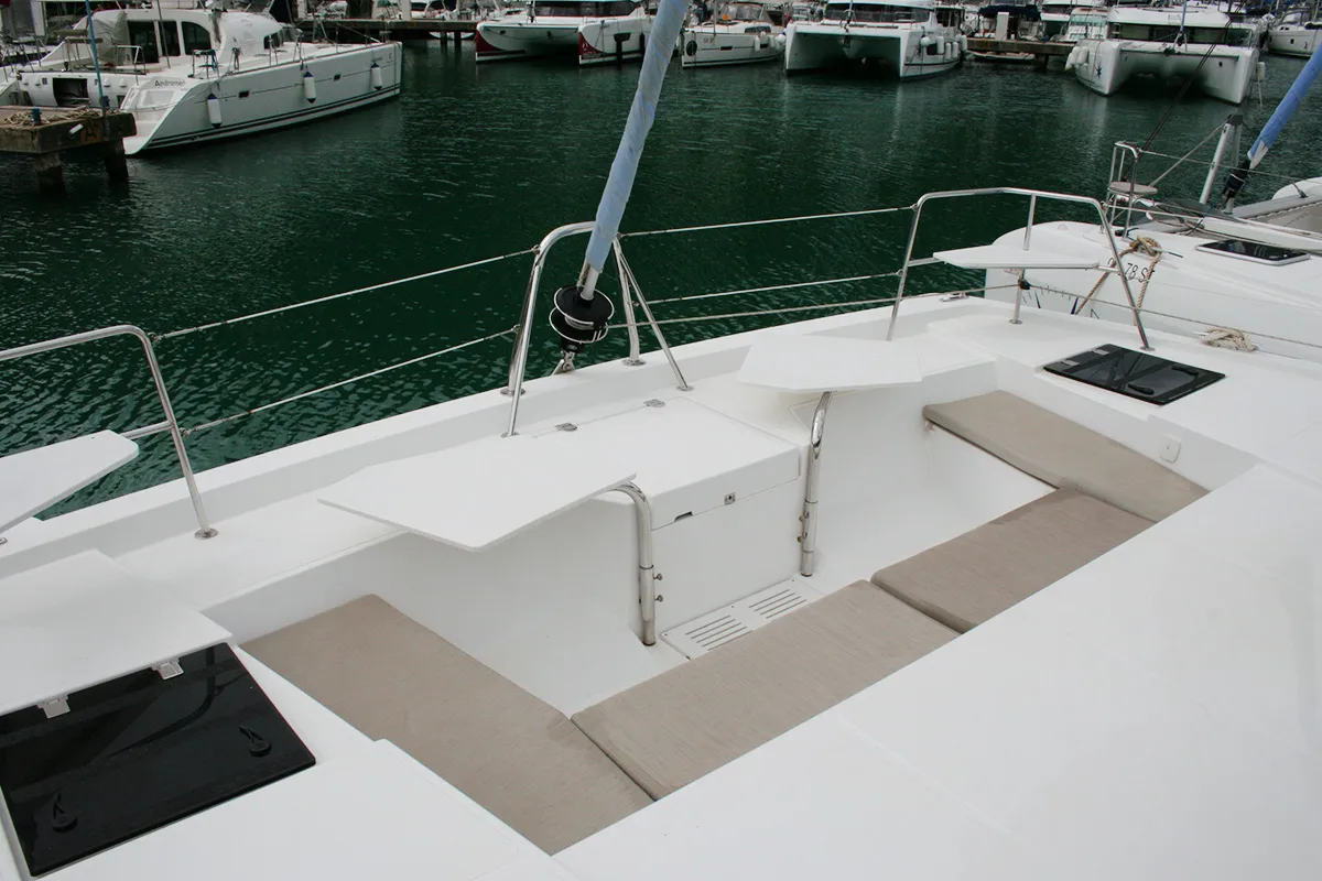 Deck of Ghost, a Bali Catspace catamaran at Dubrovnik, Croatia