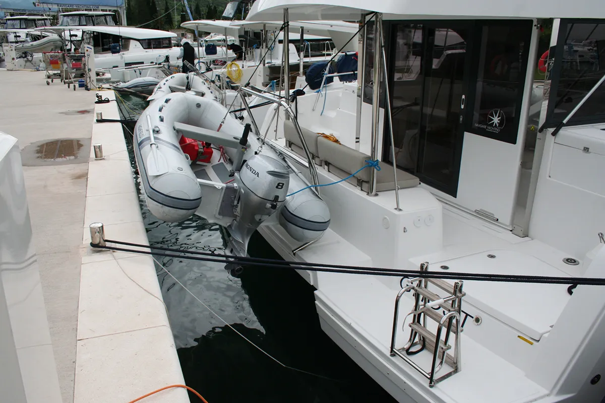 Exterior view of Ghost, a Bali Catspace catamaran at Dubrovnik, Croatia