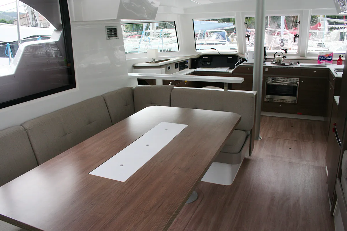 Salon of Ghost, a Bali Catspace catamaran at Dubrovnik, Croatia