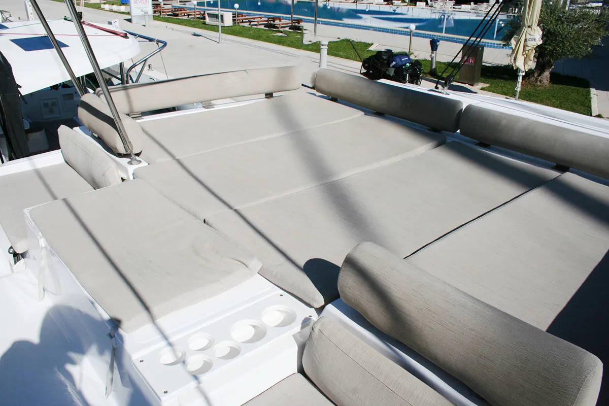 Deck of Ghost, a Bali Catspace catamaran at Dubrovnik, Croatia