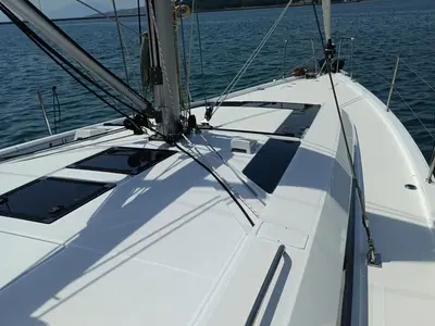 Deck of Zoe, a Beneteau Oceanis 46.1 sailboat at Volos, Greece