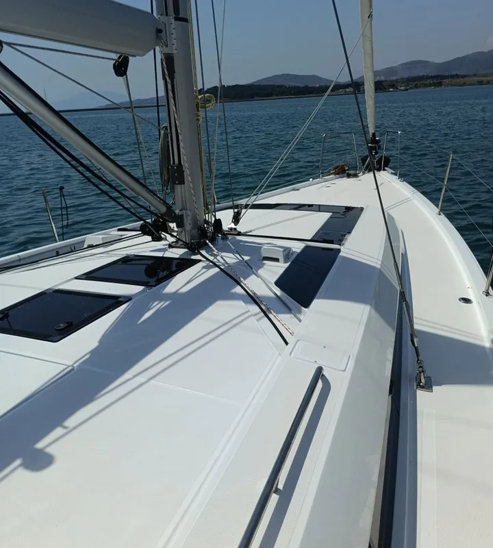 Deck of Zoe, a Beneteau Oceanis 46.1 sailboat at Volos, Greece