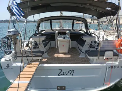 Cockpit of Zoe, a Beneteau Oceanis 46.1 sailboat at Volos, Greece