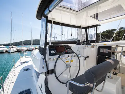 Cockpit of Mare Fiero, a Lagoon 42 catamaran at Općina Medulin, Croatia