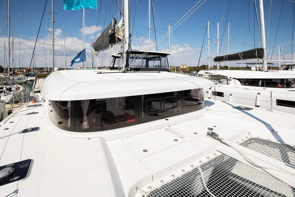 Deck of Mare Fiero, a Lagoon 42 catamaran at Općina Medulin, Croatia