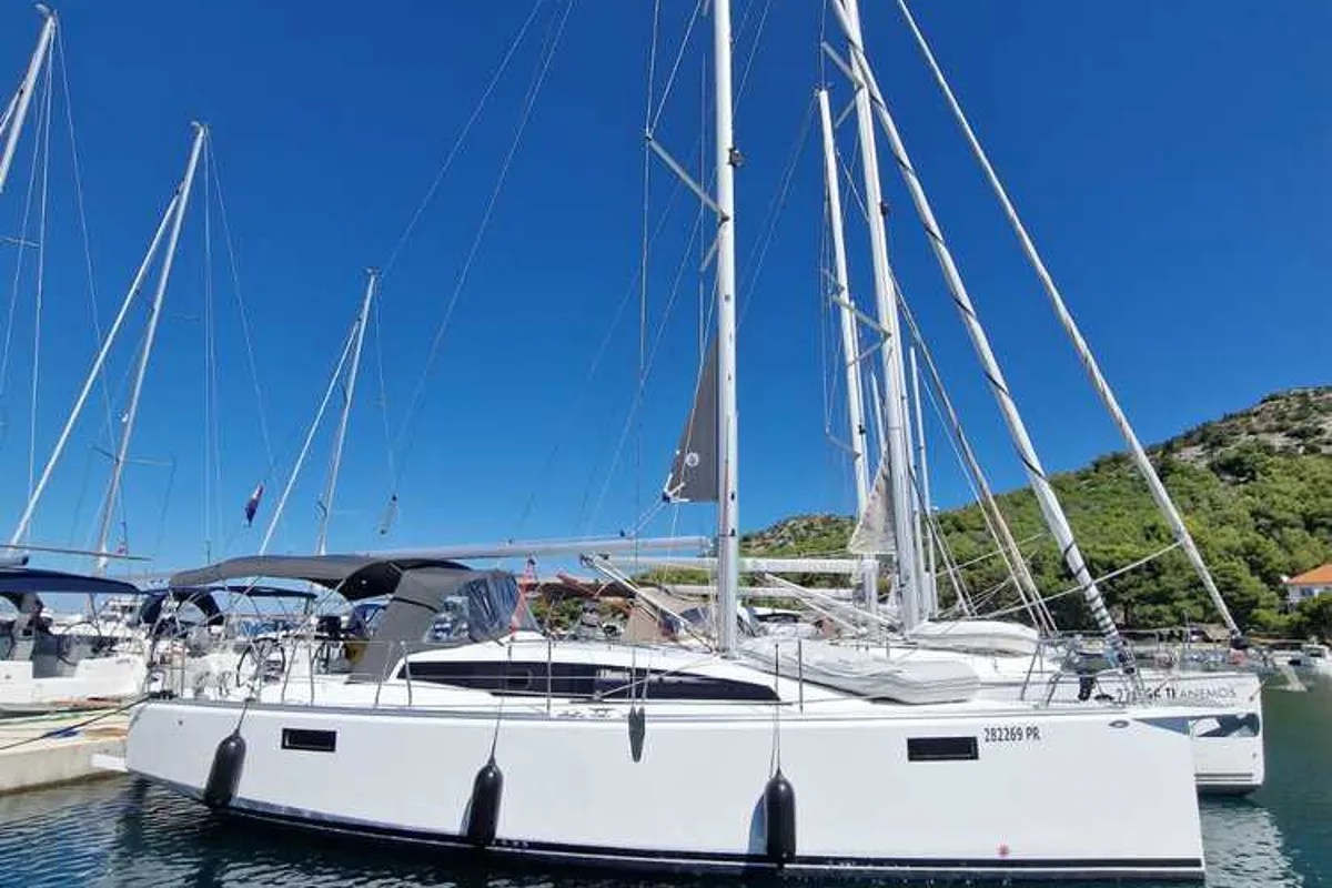 Exterior view of Furia, a Scandinavia 35 sailboat at Grad Biograd na Moru, Croatia