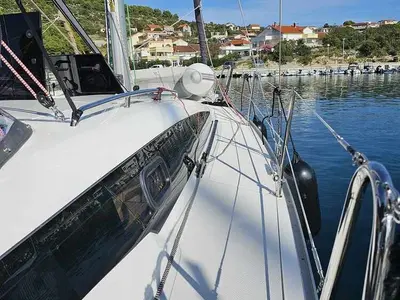Deck of Furia, a Scandinavia 35 sailboat at Grad Biograd na Moru, Croatia