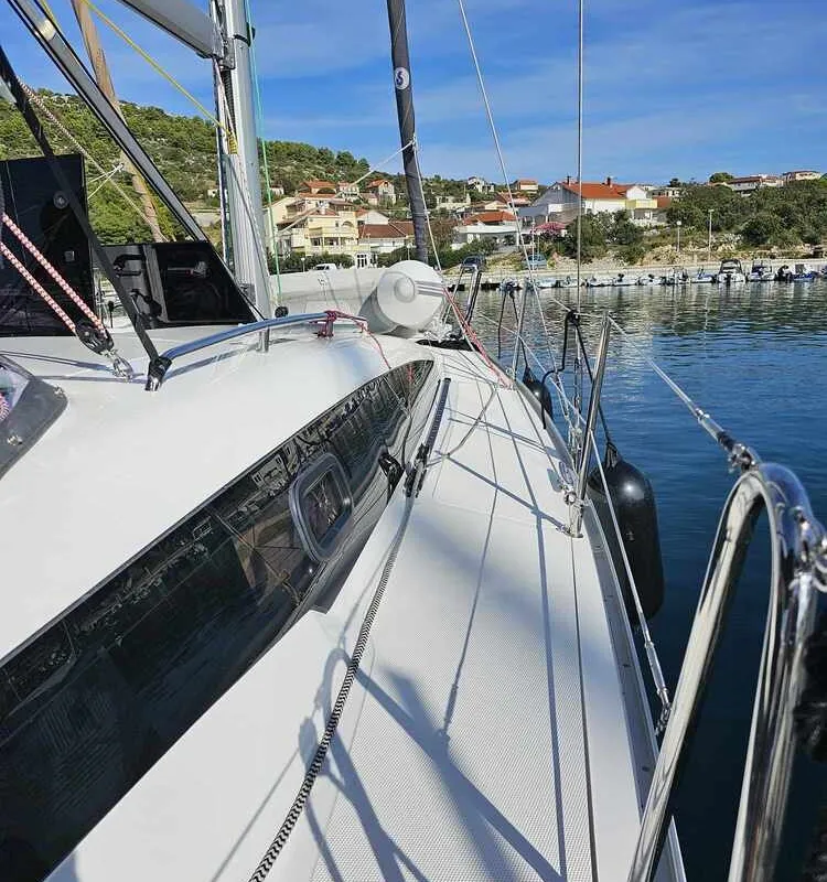 Deck of Furia, a Scandinavia 35 sailboat at Grad Biograd na Moru, Croatia