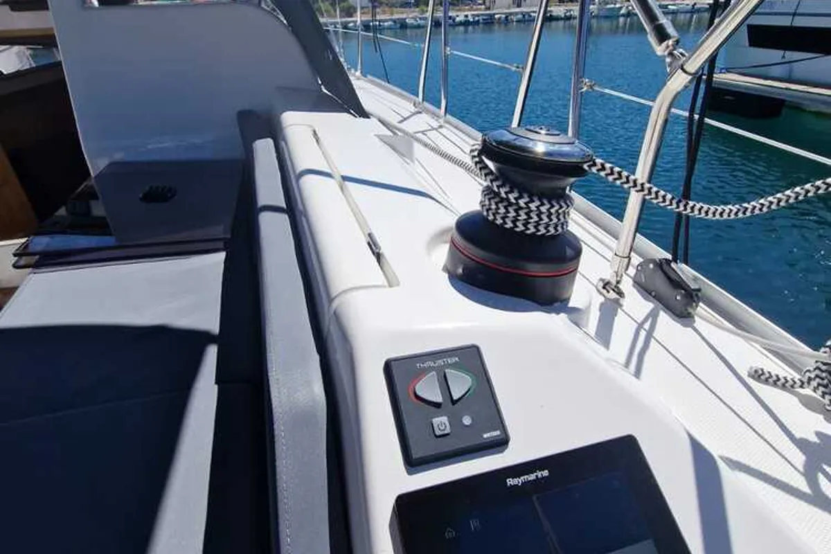 Deck of Furia, a Scandinavia 35 sailboat at Grad Biograd na Moru, Croatia
