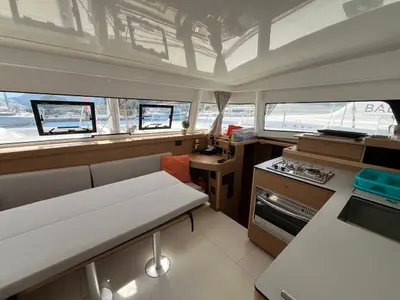 Galley of Amare III, a Excess 11 catamaran at Ellomenos, Greece