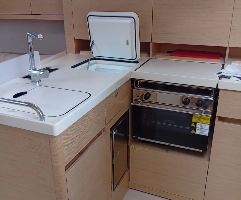 Galley of Eleni, a Hanse 418 sailboat at Kontokali, Greece