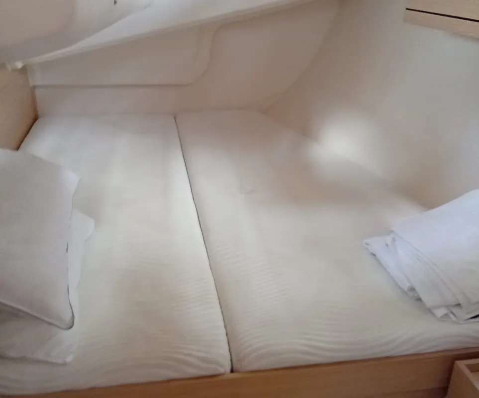 Cabin on Eleni, a Hanse 418 sailboat at Kontokali, Greece