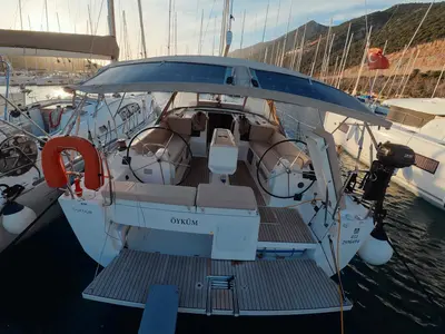 Oykum, a Dufour 412 Grand large sailboat at Kaş, Turkey