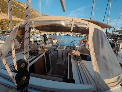 Oykum, a Dufour 412 Grand large sailboat at Kaş, Turkey