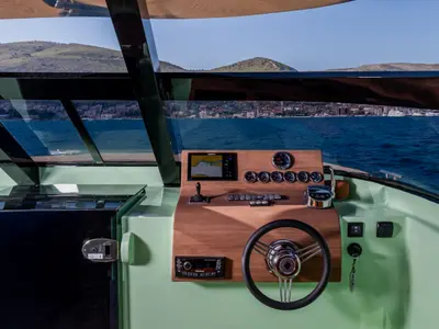 Cockpit of Condor, a Gulet Felix 37 motorboat at Split, Croatia