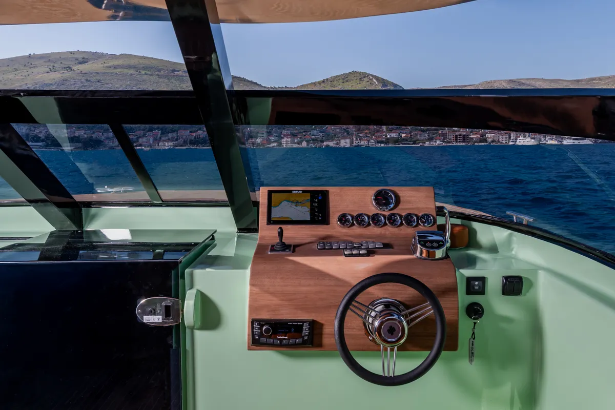 Cockpit of Condor, a Gulet Felix 37 motorboat at Split, Croatia