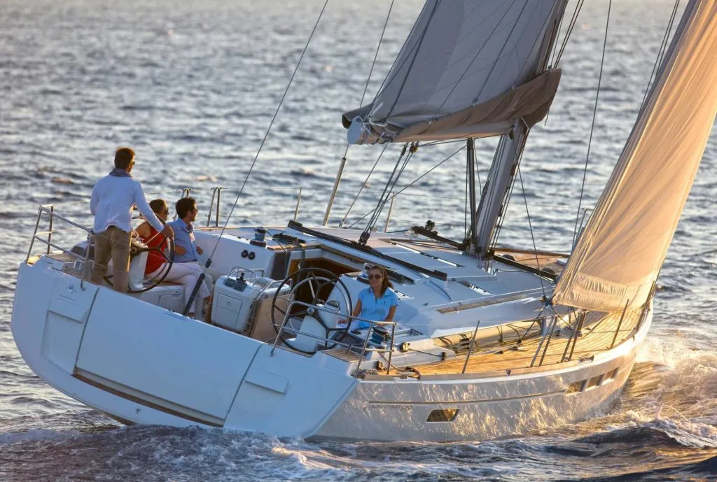 Exterior view of Ataraxia, a Jeanneau Sun Odyssey 519 sailboat at Athens, Greece