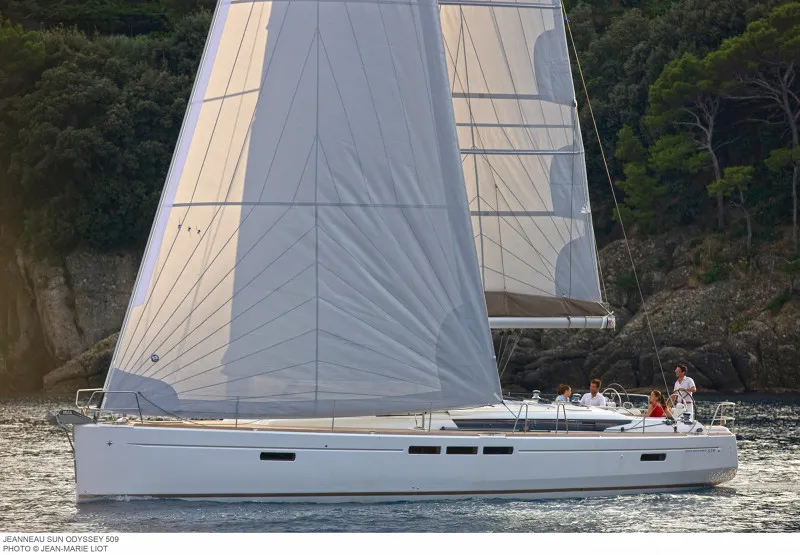 Exterior view of Ataraxia, a Jeanneau Sun Odyssey 519 sailboat at Athens, Greece